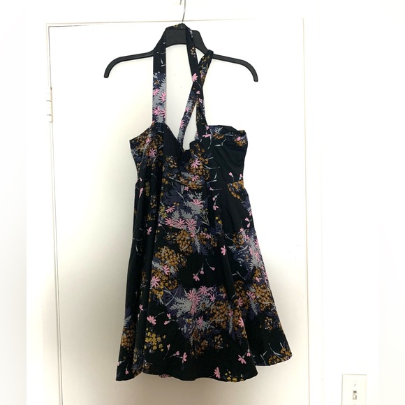 Free People Let The Sunshine In Print Mini Dress Floral Black Medium - Picture 6 of 15